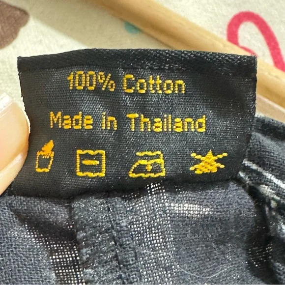 Harem Drop Crotch Thai Pants Black Floral Size Medium Gypsy Hippie Aladdin Hmong - Picture 9 of 11